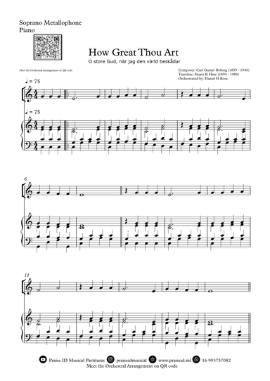 How Great Thou Art - "O store Gud." - Easy Soprano Metallophone and Piano (arr. Daniel H Rosa)