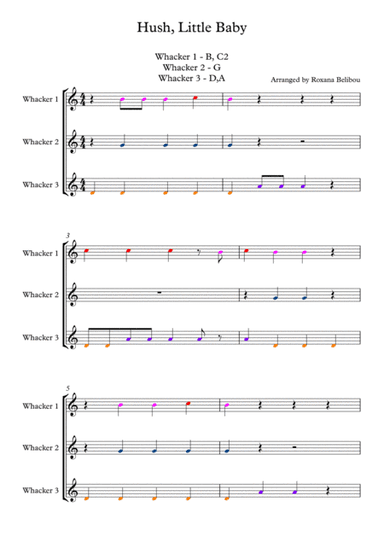 Hush, Little Baby for 8 Notes Diatonic Boomwhackers (arr. Roxana Belibou)