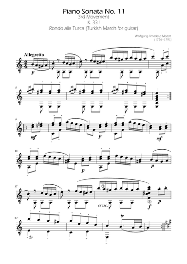 Turkish March For Guitar (arr. Ygor Nunes)