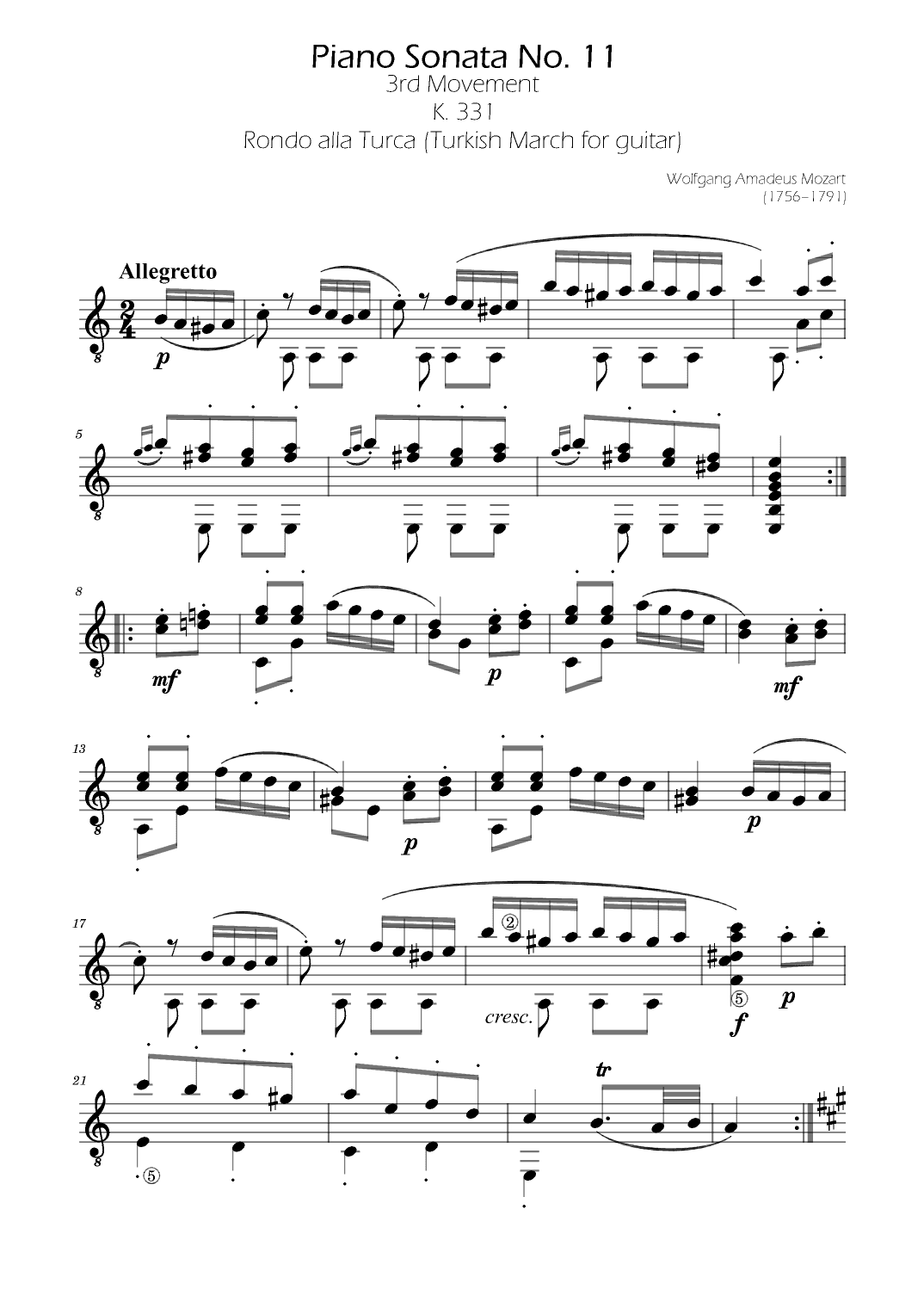 Turkish March For Guitar (arr. Ygor Nunes)