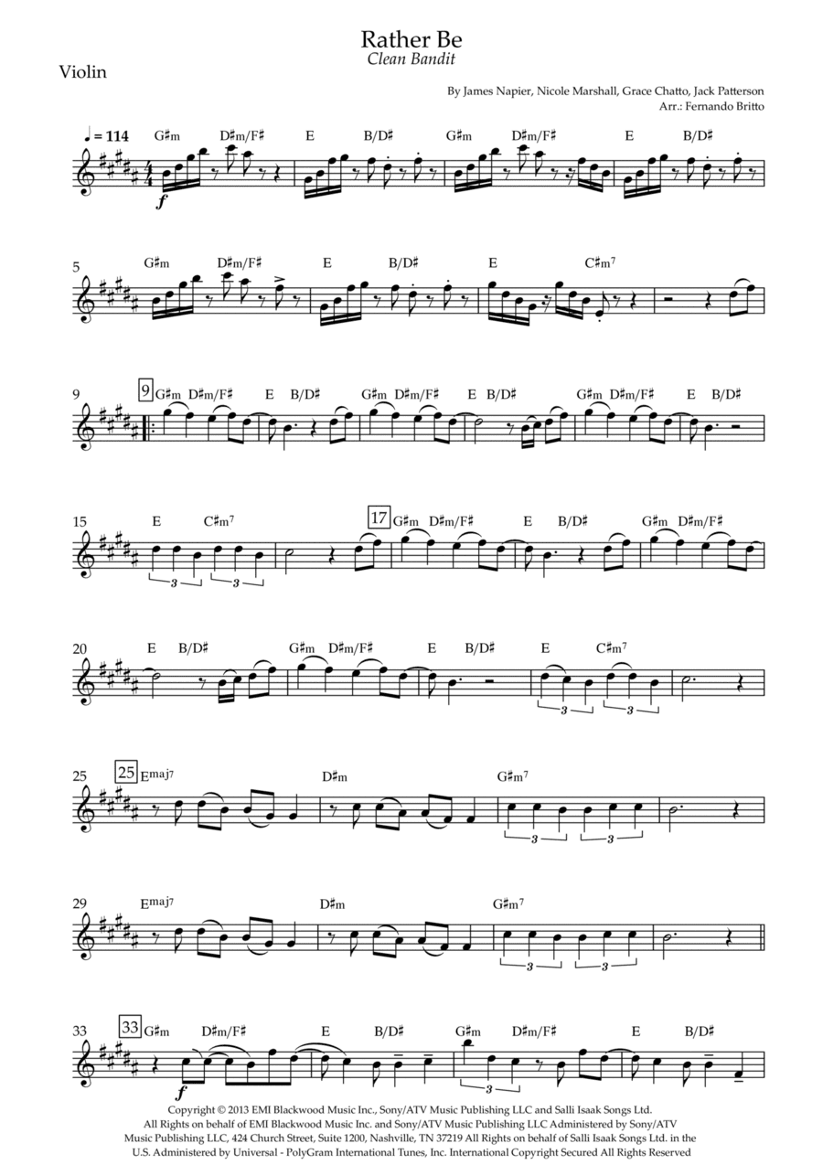 Rather Be (arr. Fernando Britto)