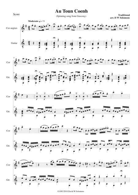 Variations on Au Toun Coenh for cor anglais and guitar (arr. David Warin Solomons)