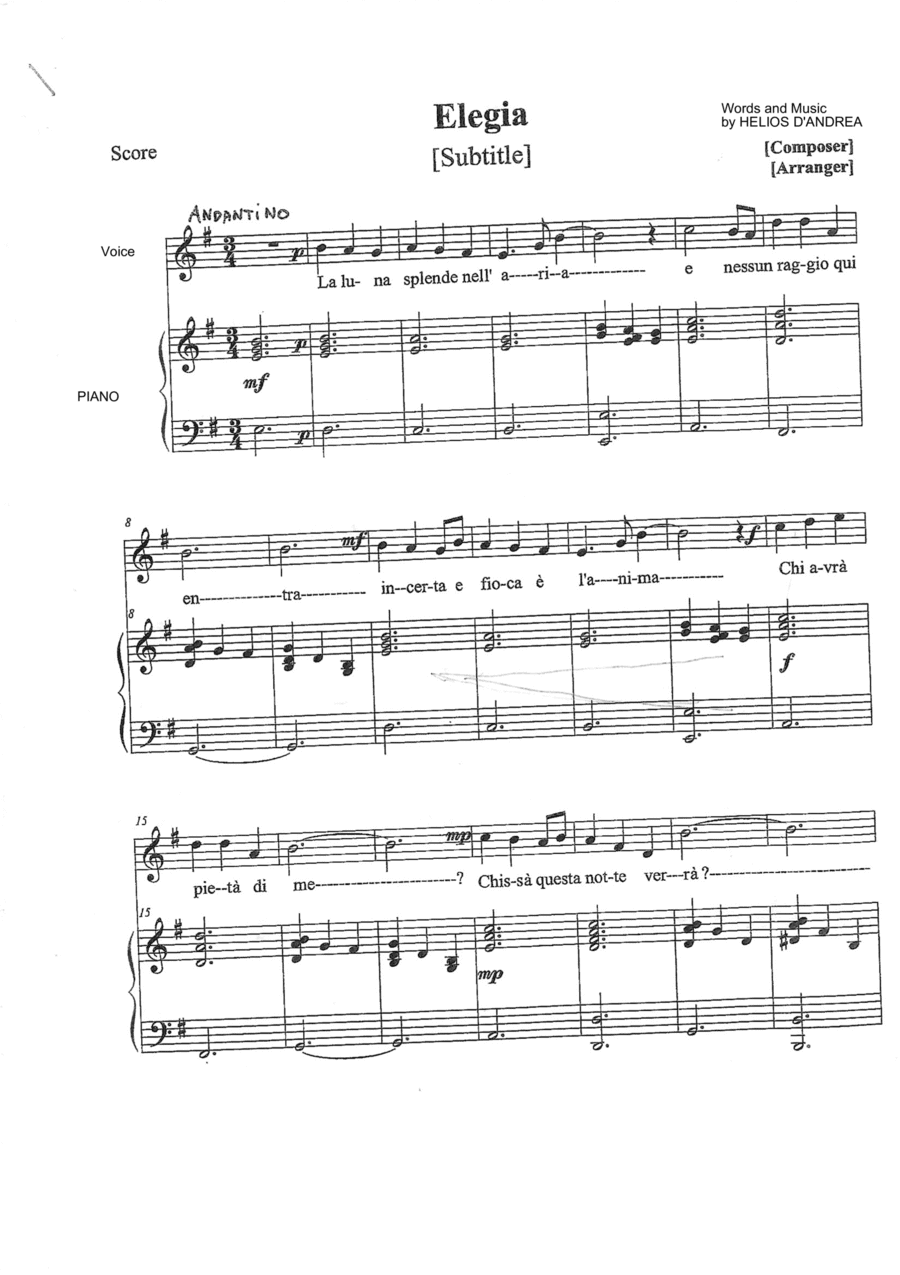 Helios D'Andrea  ELEGIA  voice and piano