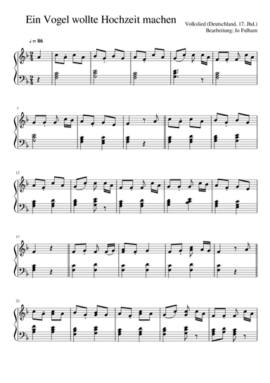 Ein Vogel wollte Hochzeit machen (arr. Jo Fulham)