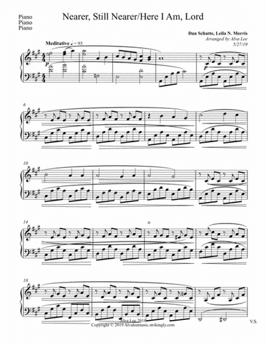 Nearer, Still Nearer/Here I Am, Lord Piano (arr. Alva J Lee)