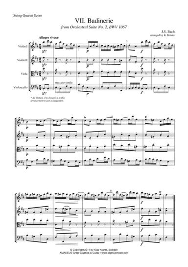 Badinerie Suite 2 BWV 1067 for string quartet (arr. K. Krantz)