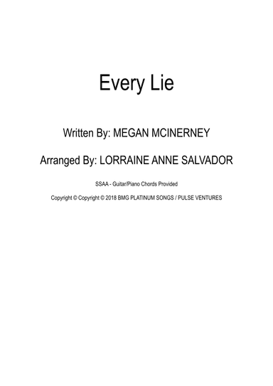 Every Lie (arr. Lorraine Anne Salvador)