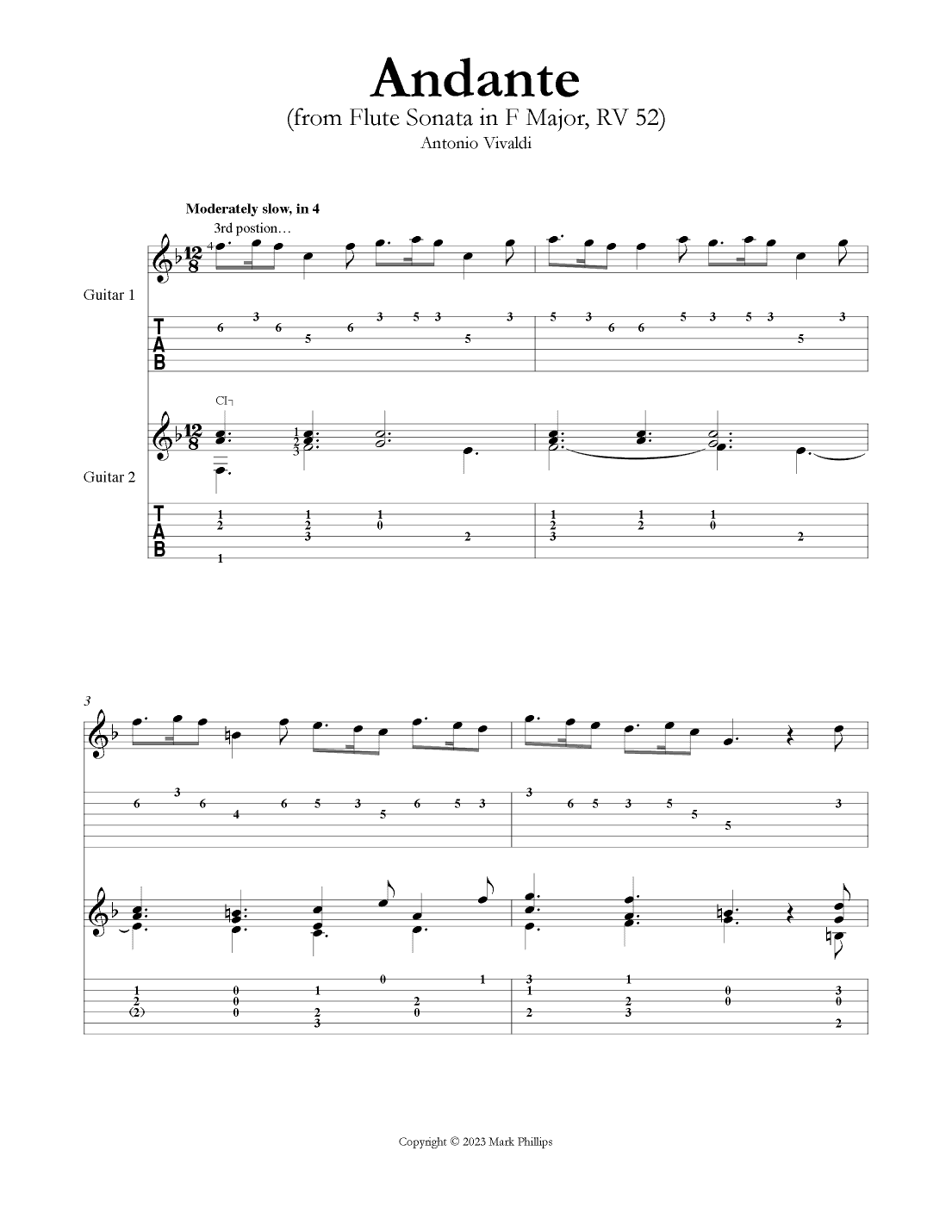 Andante (from Flute Sonata in F Major, RV 52) (arr. Mark Phillips)