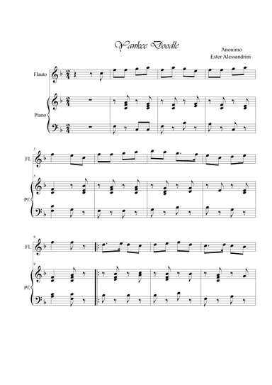 Yankee Doodle. Flute and piano (arr. Ester Alessandrini)