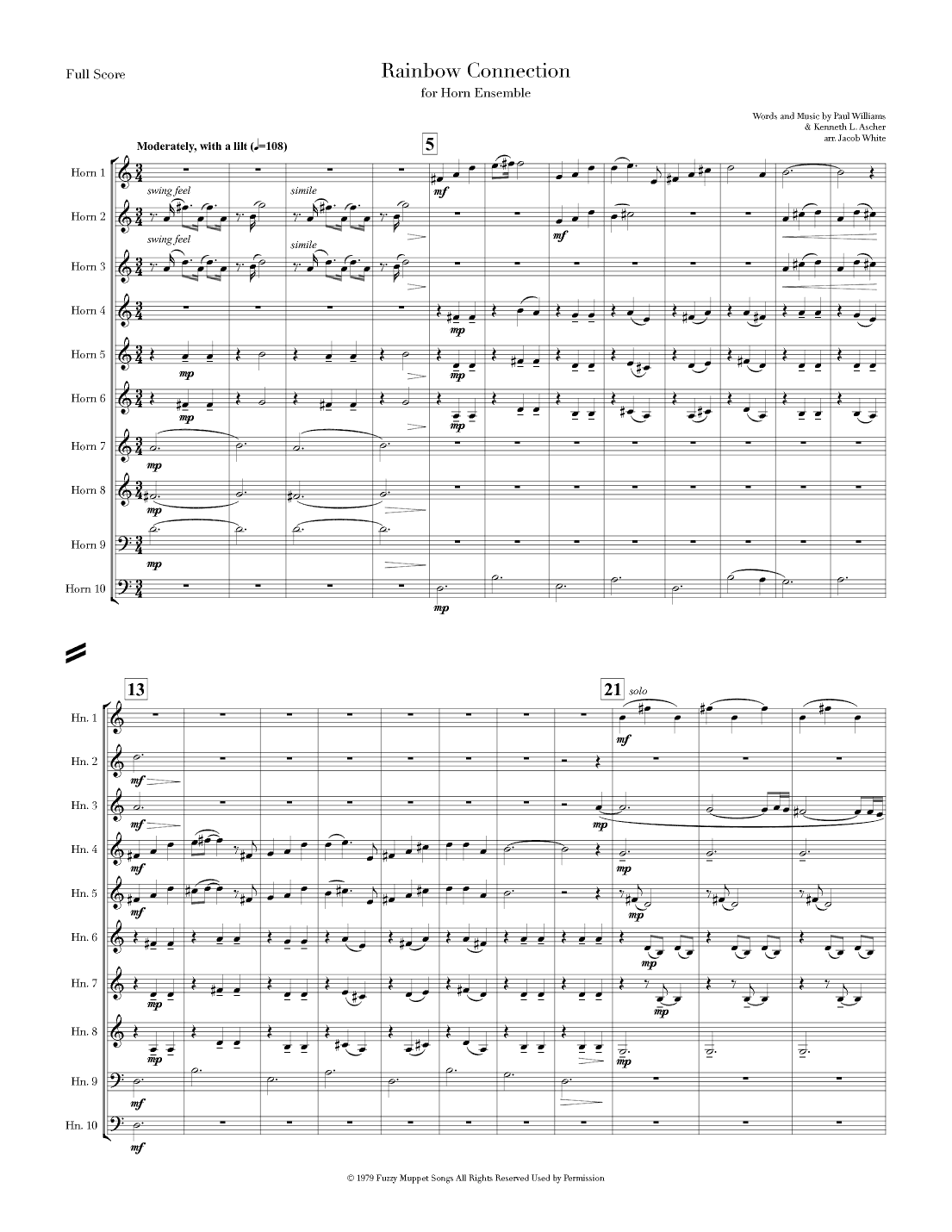 The Rainbow Connection (arr. Jacob White)