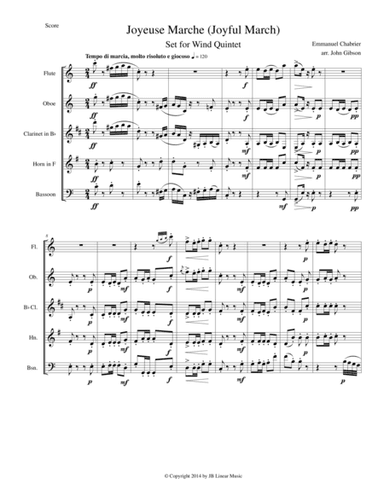 Joyful March set for woodwind quintet (Chabrier - Joyeuse Marche) (arr. John Gibson)