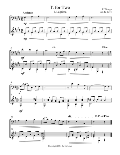 T. for Two (Cello and Guitar) - Score and Parts (arr. Kevin Love)