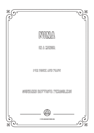 Pergolesi-Nina in a minor,for Voice and Piano (arr. MSM)