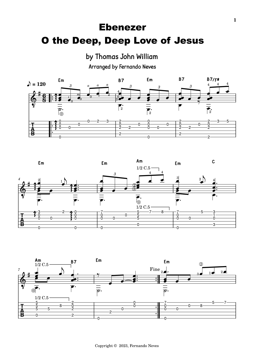 O the Deep, Deep Love of Jesus - Ebenezer (Solo Fingerstyle Guitar) (arr. FERNANDO LUIZ NEVES)