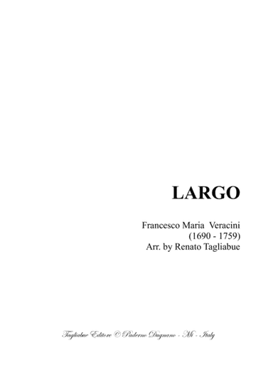 LARGO - VERACINI - Arr. For String Quartet - With Parts (arr. Renato Tagliabue)