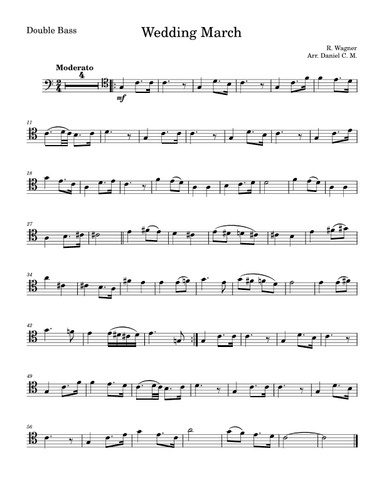 Wedding March by Wagner for double bass (easy) (arr. Daniel C. M.)