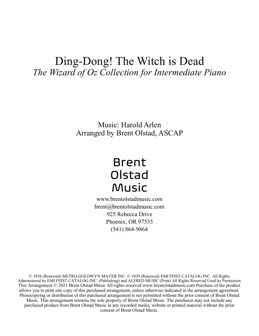 Ding-dong! The Witch Is Dead (arr. Brent Olstad, ASCAP)