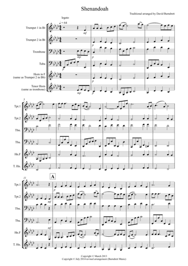 Shenandoah for Brass Quartet (arr. David Burndrett)