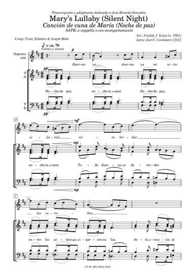 Mary’s Lullaby (Silent Night) - Canción de Cuna de María (Noche de paz) (arr. Fredrik J. Sixten (n. 1962))