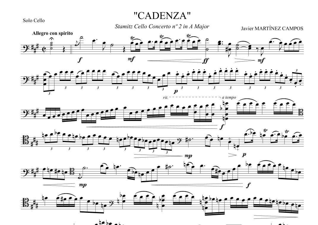 CADENZA (Stamitz Cello Concerto nº 2 in A Major)