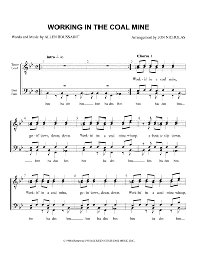 Working In The Coal Mine (arr. Jon Nicholas)