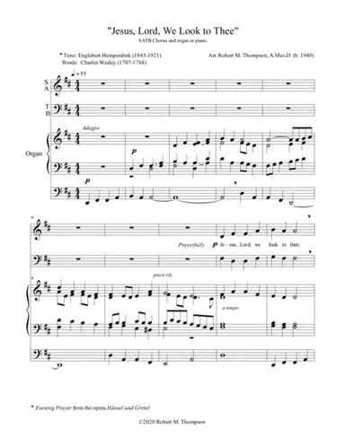 Jesus, Lord, We Look to Thee for SATB Chorus with Organ or Piano