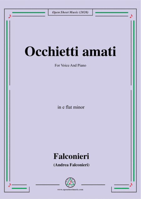 Falconieri-Occhietti amati,in e flat minor,for Voice and Piano (arr. MSM)