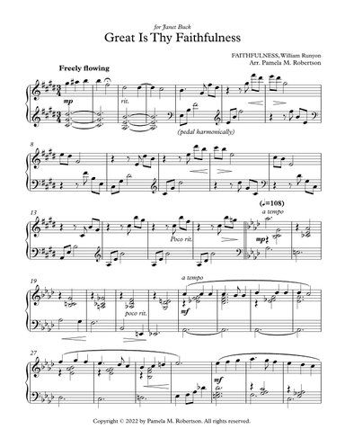 Great Is Thy Faithfulness - Piano Solo (arr. Pamela M. Robertson)