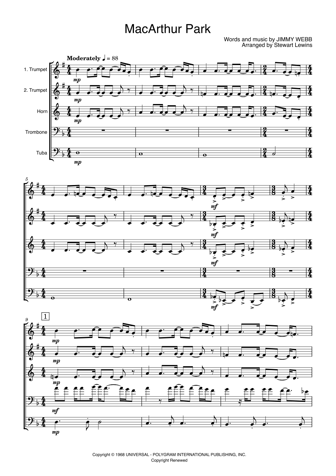 Macarthur Park (arr. Stewart Lewins)