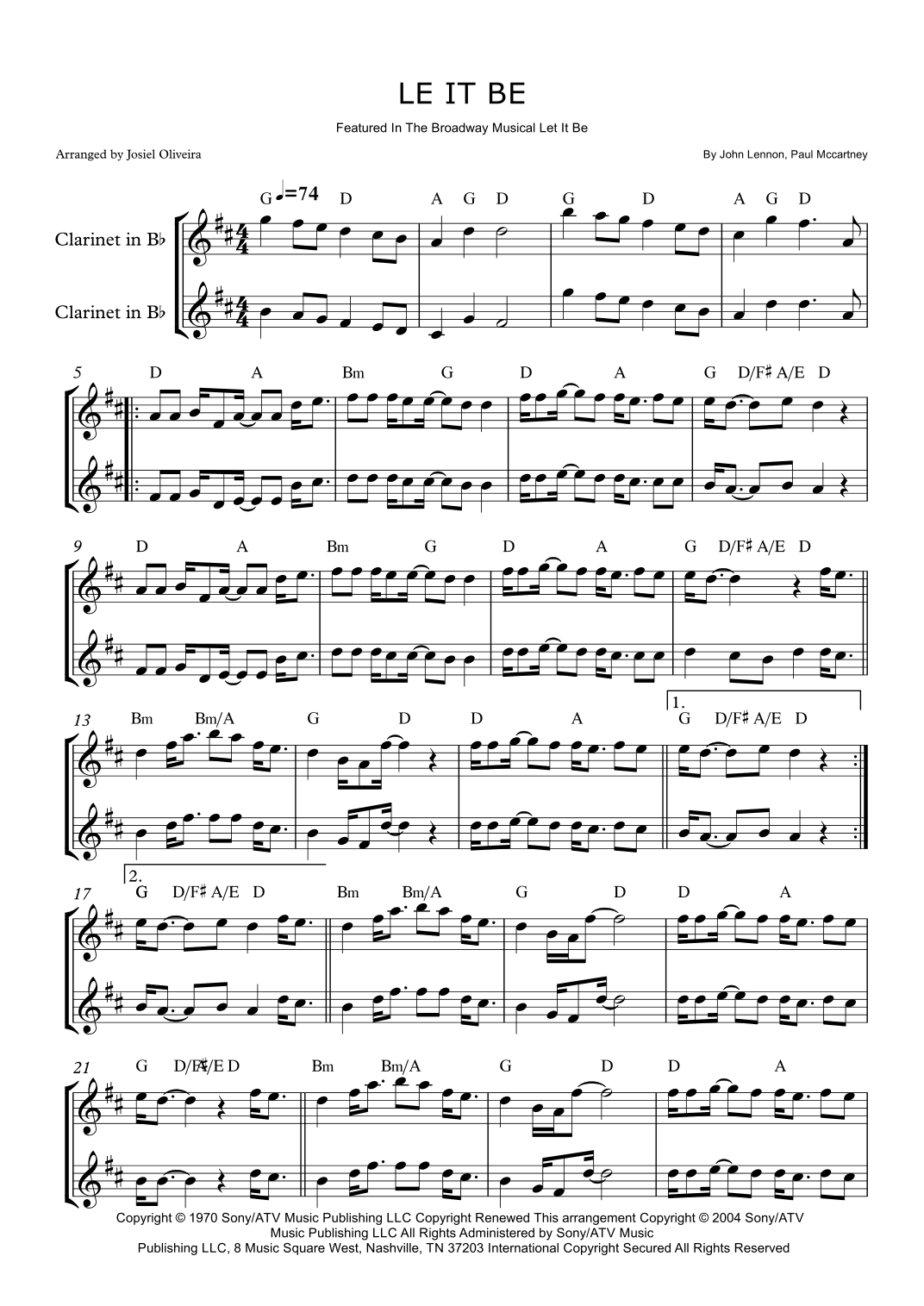 Let It Be (arr. Josiel Oliveira)