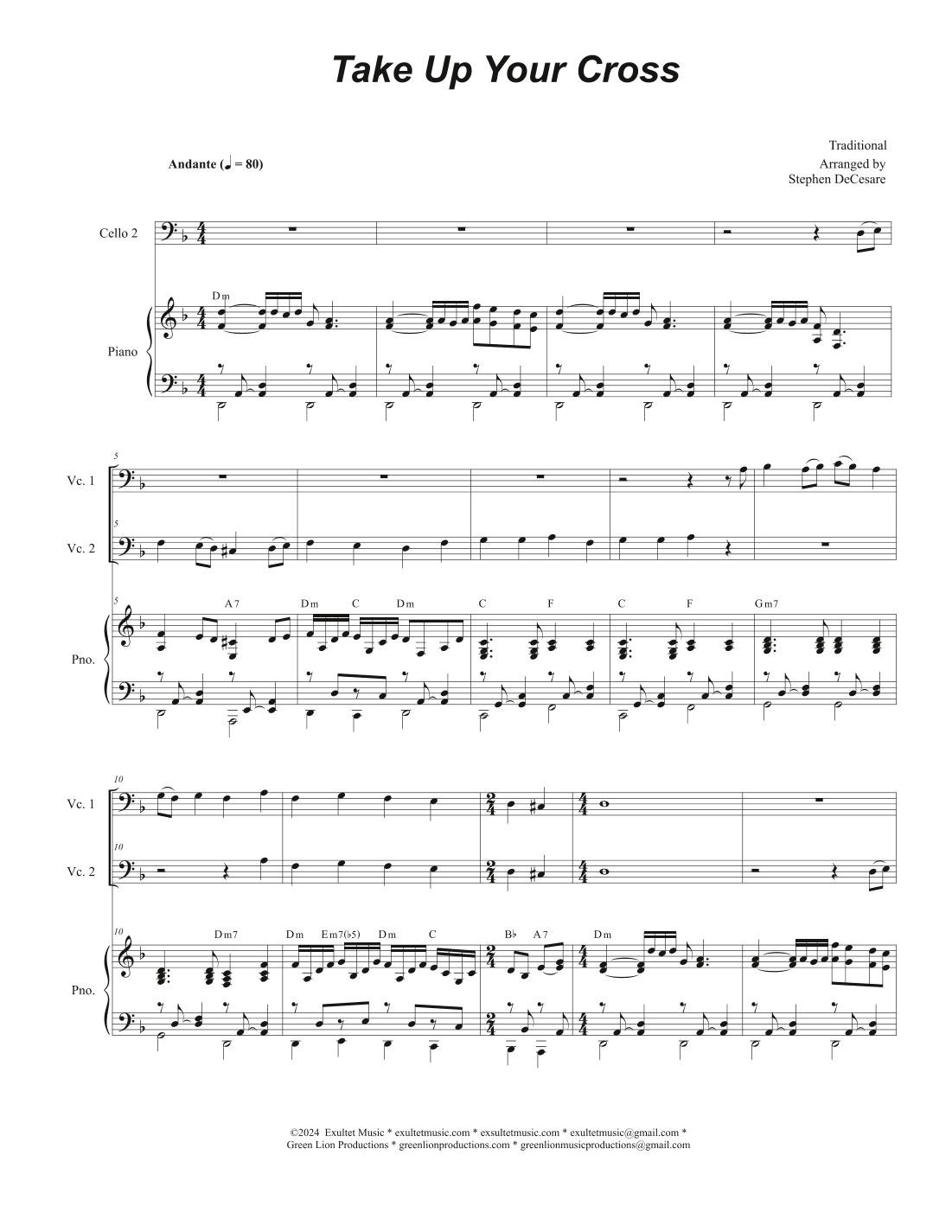 Take Up Your Cross (Cello Duet - Alternate Version) (arr. Stephen DeCesare)