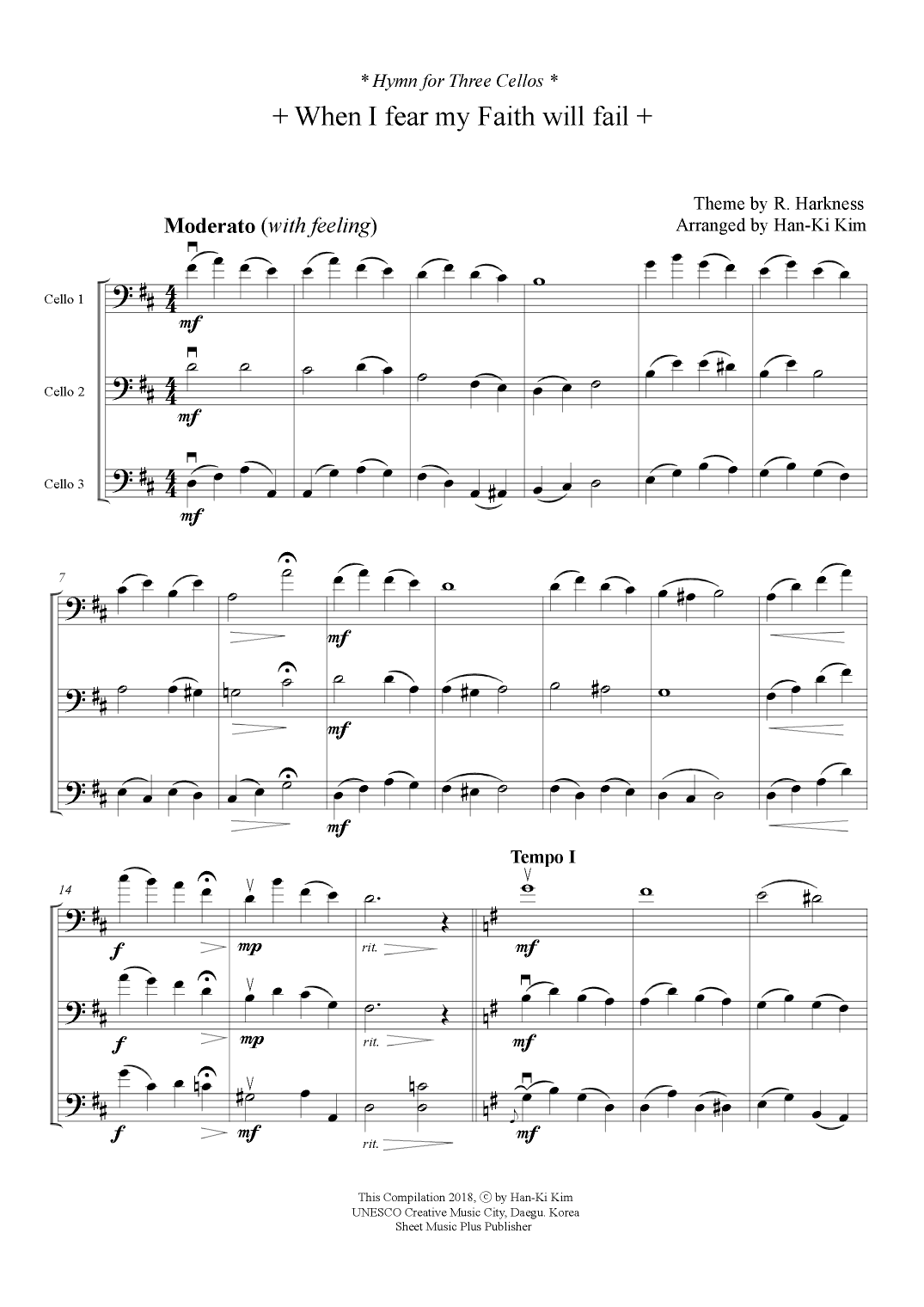 When I fear my faith will fail(For Cello Trio) (arr. Han-Ki Kim)