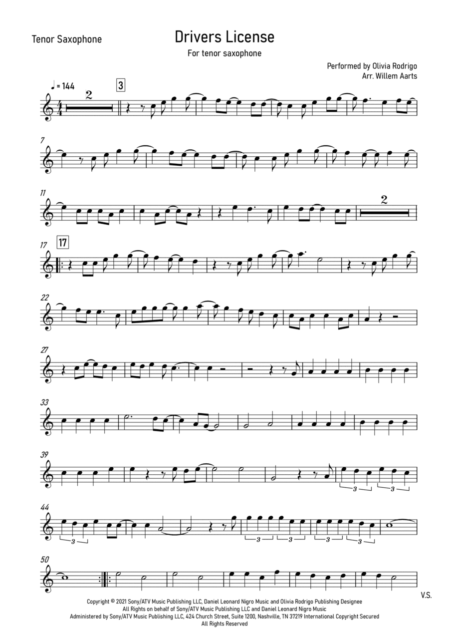 Drivers License (arr. Willem Aarts)