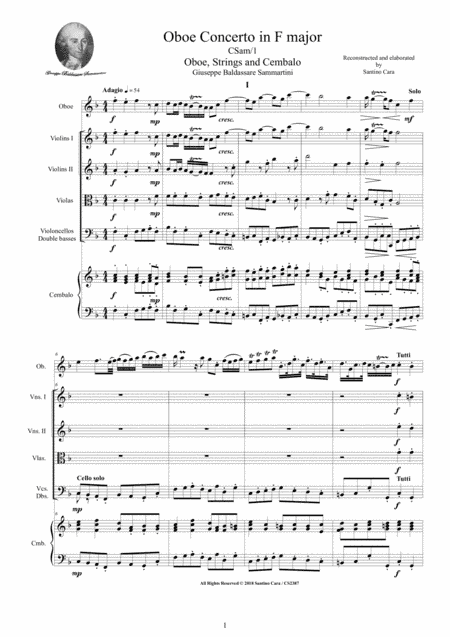 Sammartini - Oboe Concerto in F major No.1 for Oboe, Strings and Cembalo (arr. Santino Cara)