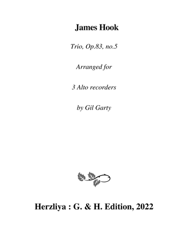 Trio, Op.83, no.5 (arrangement for 3 alto recorders) (arr. Gil Garty)