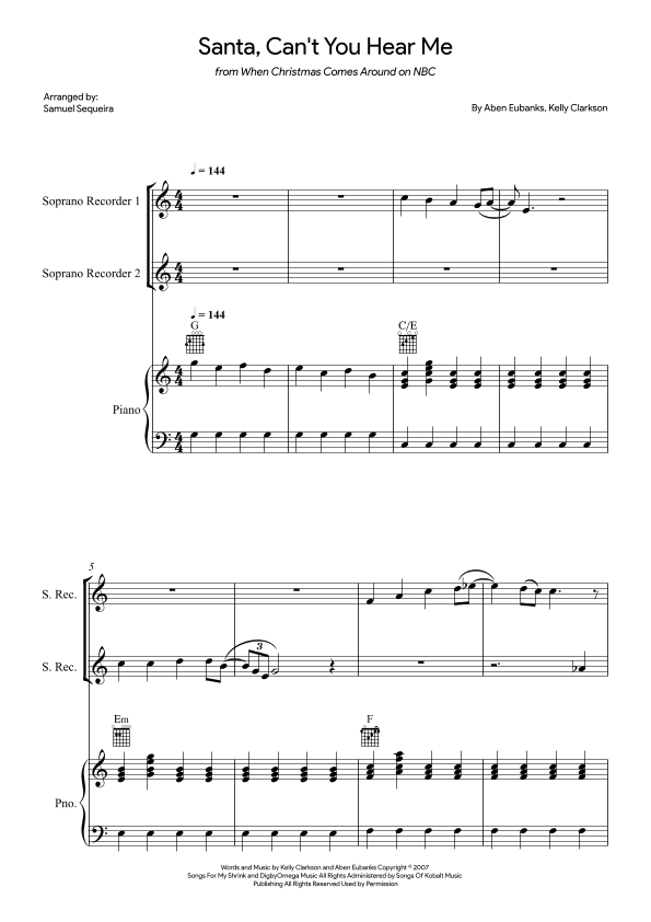 Santa Can't You Hear Me (arr. Samuel Sequeira)