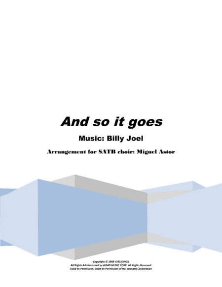 And So It Goes (arr. Miguel Astor)
