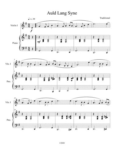 Auld Lang Syne (violin solo) with optional piano accompaniment (arr. B. C. Dockery)