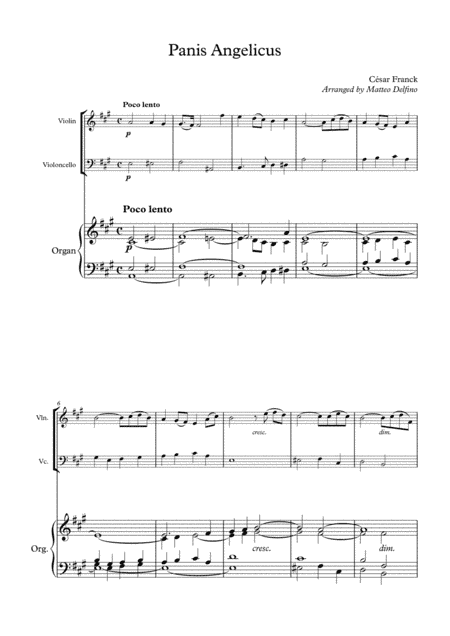 Panis Angelicus (Violin, Cello and Organ/Piano) (arr. Matteo Delfino)