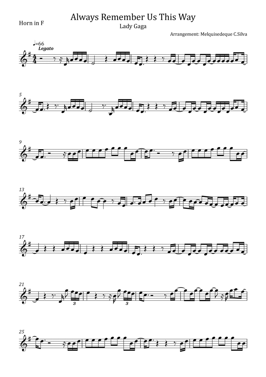 Always Remember Us This Way (arr. Melquisedeque C.Silva)