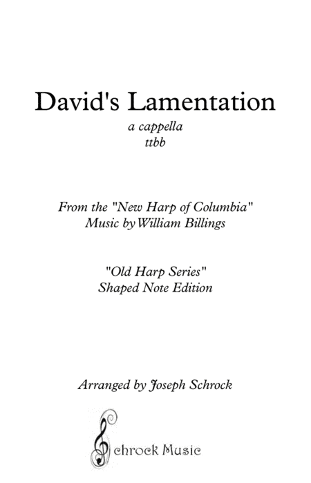 David's Lamentation (arr. Schrock Music)
