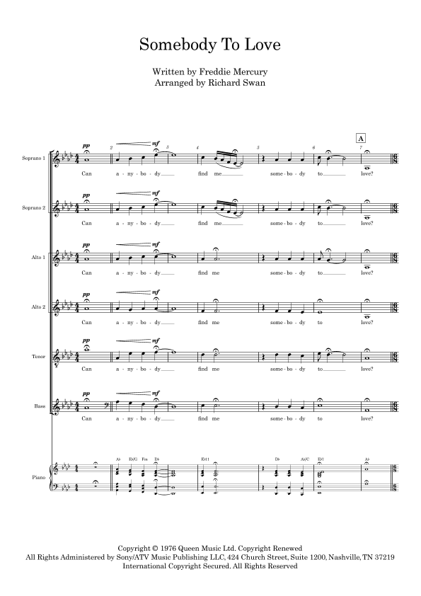 Somebody To Love (arr. Richard Swan)