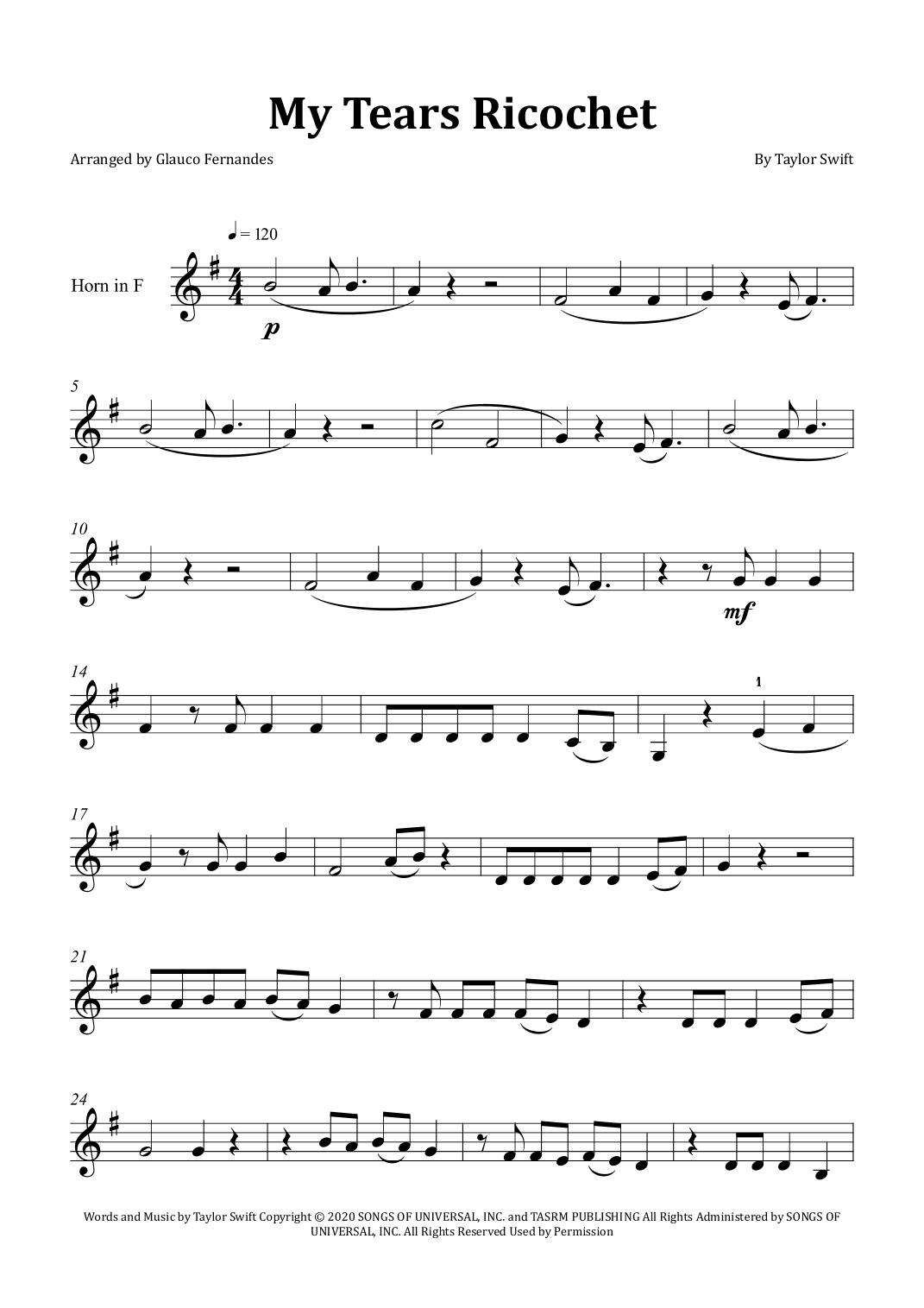 My Tears Ricochet (arr. Glauco Fernandes)