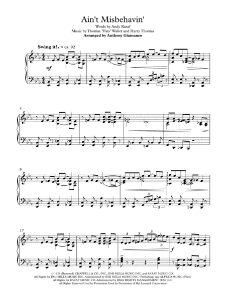 Ain't Misbehavin' (arr. Anthony Giamanco)