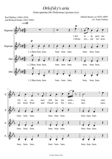 Orlofsky's aria (Die Fledermaus), SSAA (arr. Ivana Tuskan)