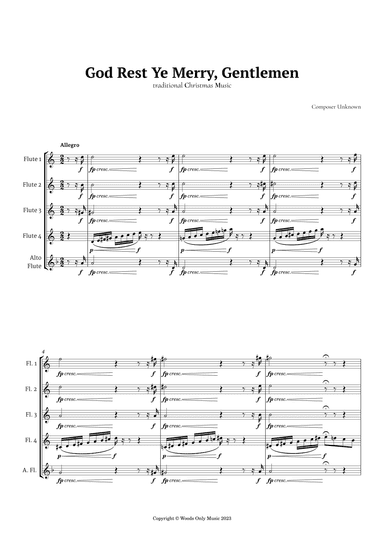God Rest Ye Merry Gentlemen for Flute Quintet (arr. Ander)