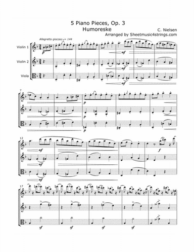 Nielsen, C. - Humoreske for Two Violins and Viola (arr. Linda M. Scott)