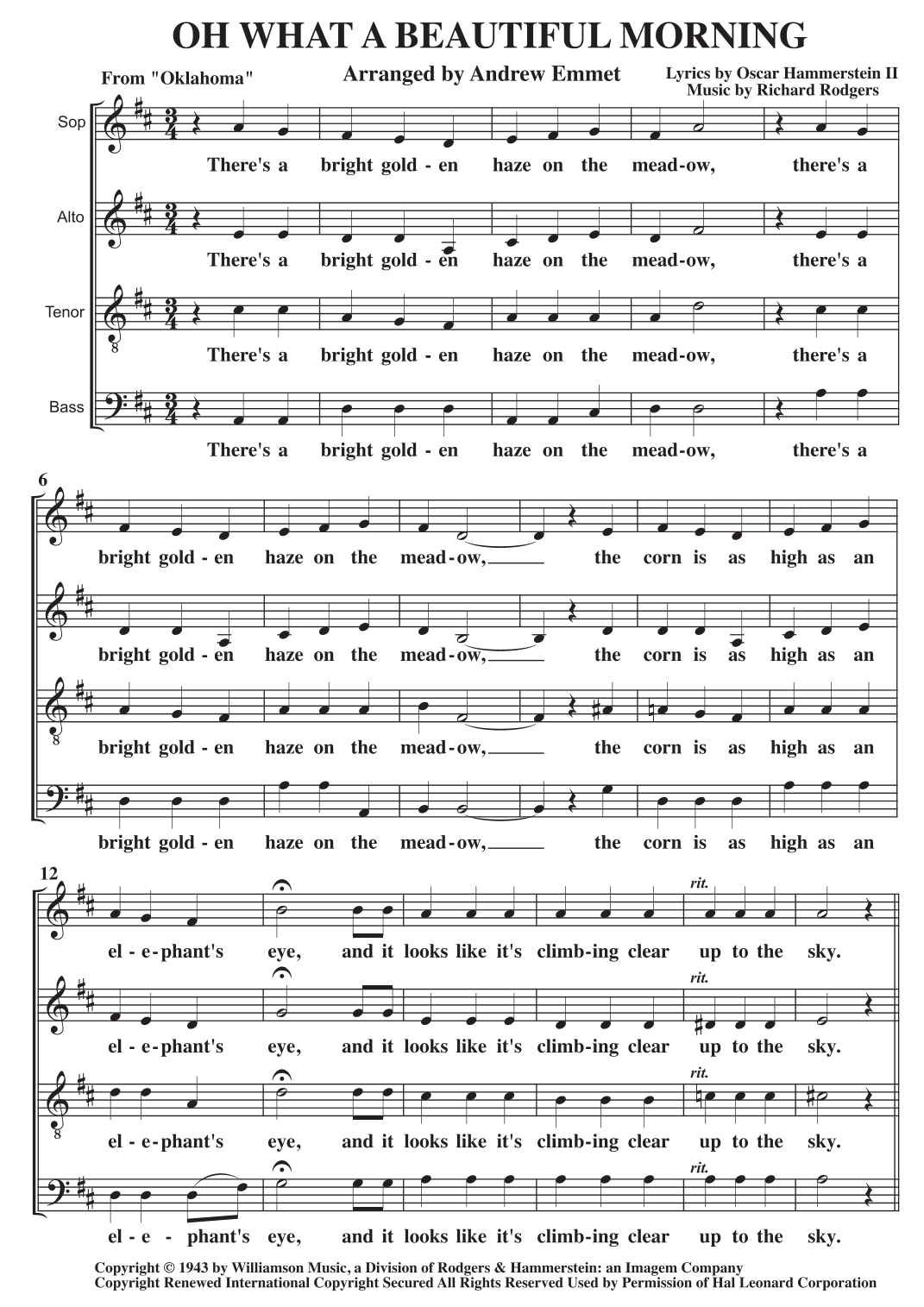 Oh, What A Beautiful Mornin' (arr. Andrew Emmet)