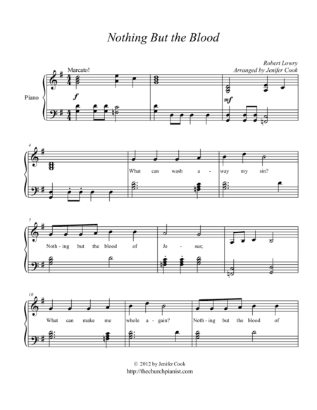 Nothing But the Blood (arr. Jenifer L Cook)