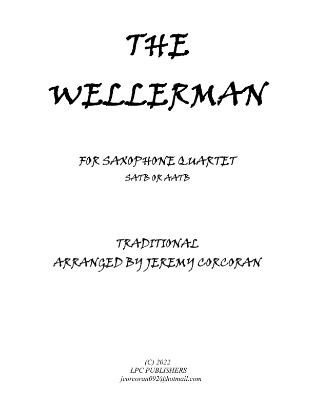 The Wellerman for Saxophone Quartet (SATB or AATB) (arr. Jeremy Corcoran)